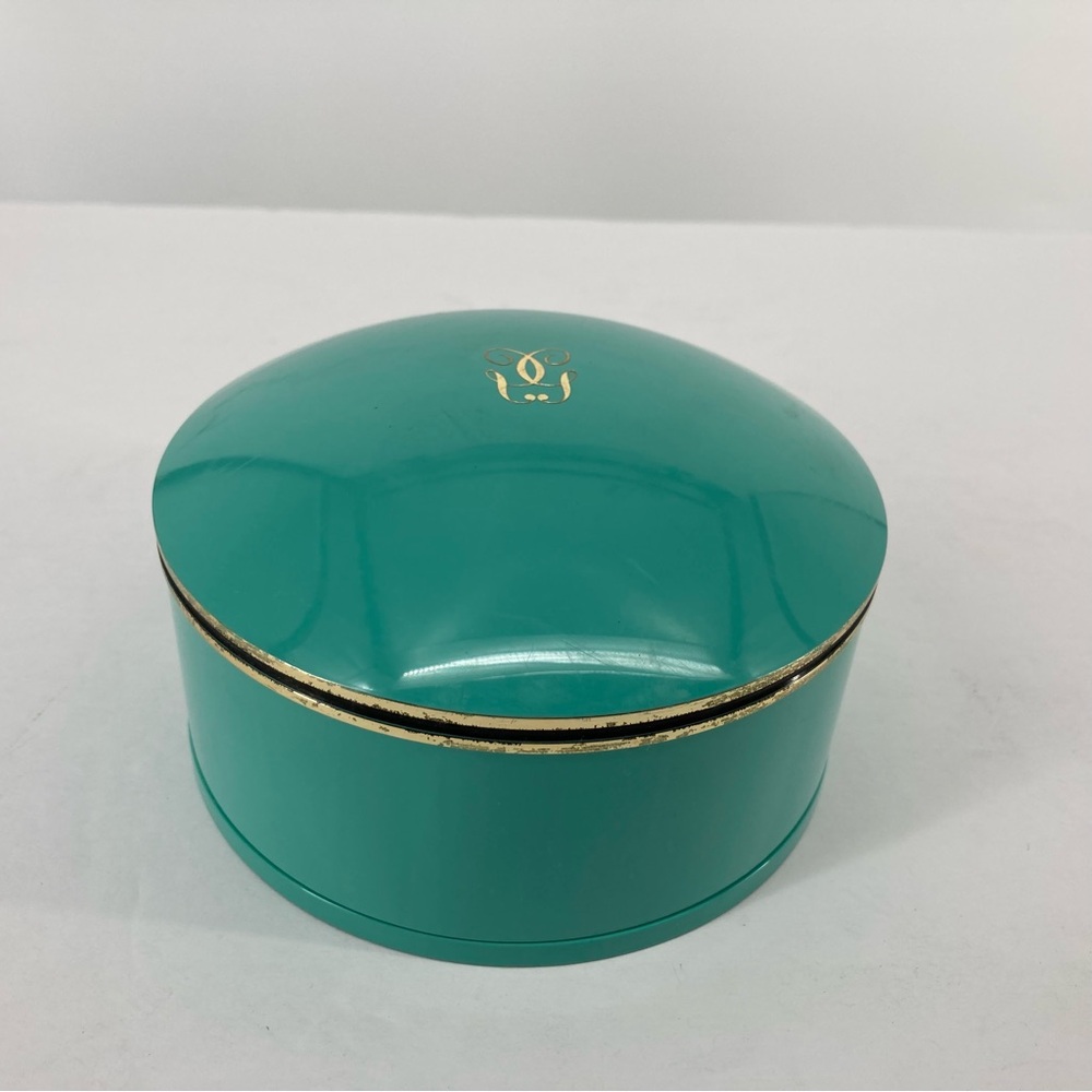 Vtg Guerlain Paris Shalimar Body Powder Container Only No Powder Empty Teal 4 Oz